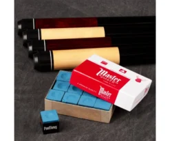 Economy Two-Piece Pool Cue Bundle (4 House Cues Set) -Billiards Sale Store pdeco group chalk